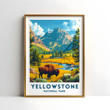 Yellowstone National Park Travel Print Poster USA