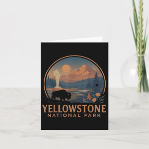 Yellowstone National Park Us Bison Vintage Hiking  Card