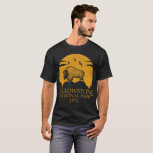 Yellowstone National Park Usa Vintage Retro Bison T-Shirt