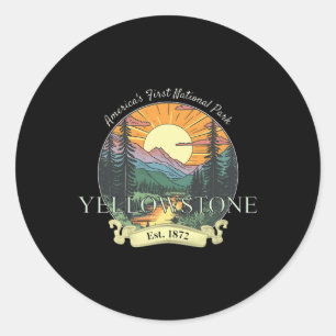 Yellowstone National Park Vacation Men Women Retro Classic Round Sticker
