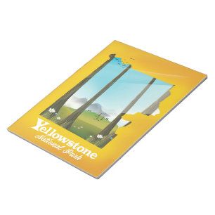 Yellowstone National Park vacation poster. Notepad