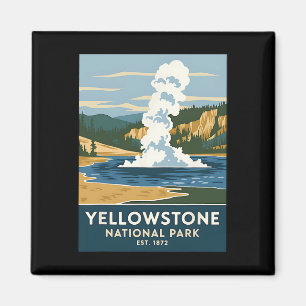 Yellowstone National Park Vintage Camping Hiking M Magnet