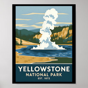 Yellowstone National Park Vintage Camping Hiking M Poster