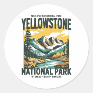 Yellowstone National Park Vintage Hiking Classic Round Sticker