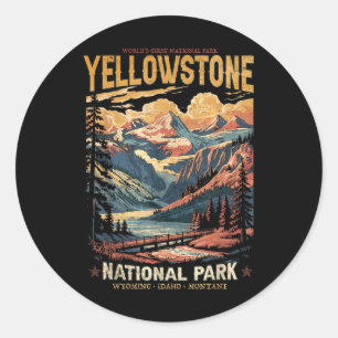 Yellowstone National Park Vintage Hiking Classic Round Sticker