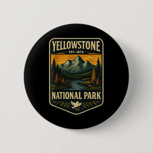 Yellowstone National Park Vintage Patch Emblem Hik 6 Cm Round Badge