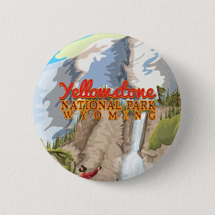 Yellowstone National Park Vintage Poster 6 Cm Round Badge