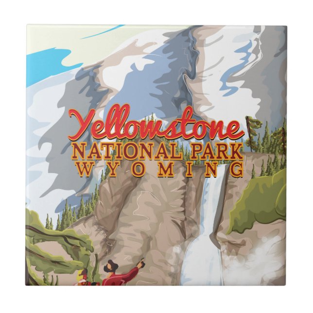 Yellowstone National Park Vintage Poster Ceramic Tile (Front)