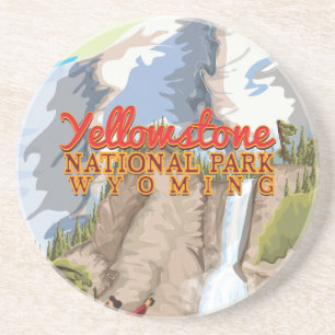 Yellowstone National Park Vintage Poster Coaster