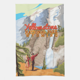 Yellowstone National Park Vintage Poster Tea Towel