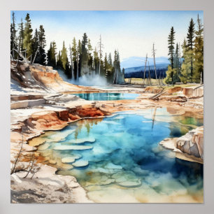 Yellowstone National Park Watercolor Art Print 
