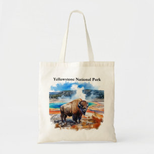 Yellowstone National Park Watercolor Tote Bag