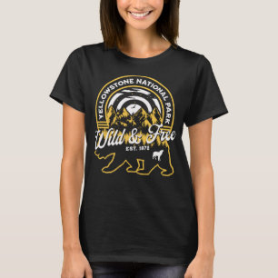 Yellowstone National Park Wild & Free Wolf Grizzly T-Shirt