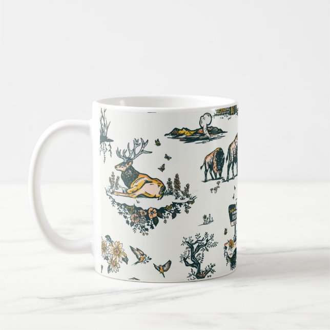 Yellowstone National Park Wildlife Pattern Coffee Mug (Left)