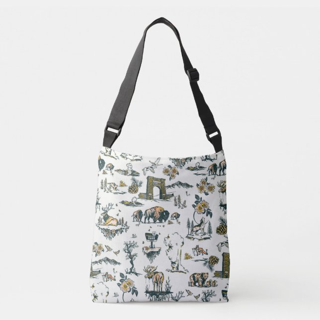 Yellowstone National Park Wildlife Pattern Crossbody Bag (Front)