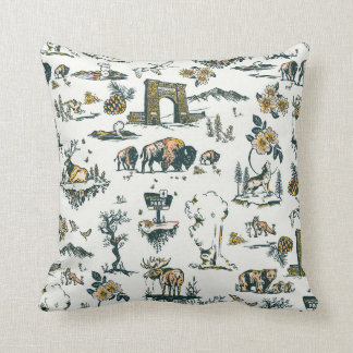 Yellowstone National Park Wildlife Pattern Cushion