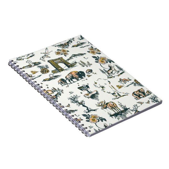 Yellowstone National Park Wildlife Pattern Notebook (Right Side)