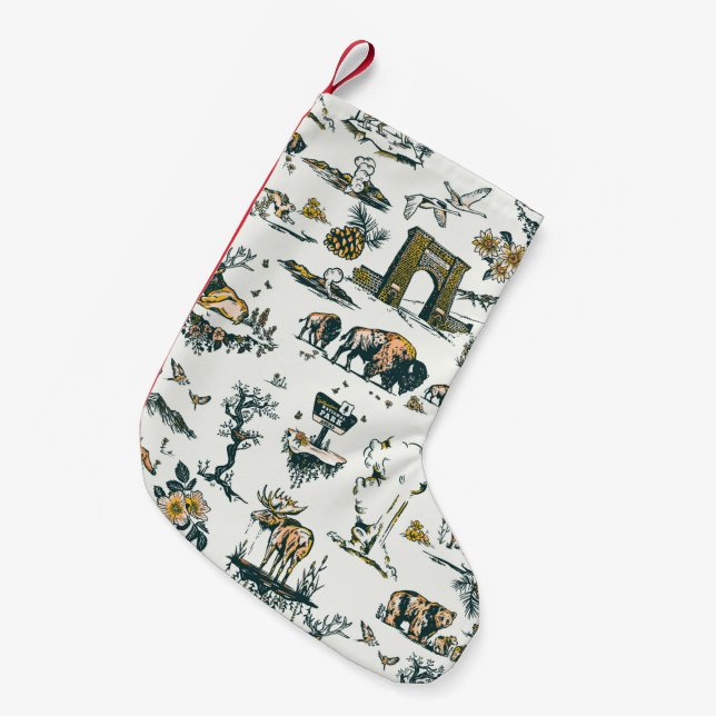 Yellowstone National Park Wildlife Pattern Small Christmas Stocking (Front (Hanging))