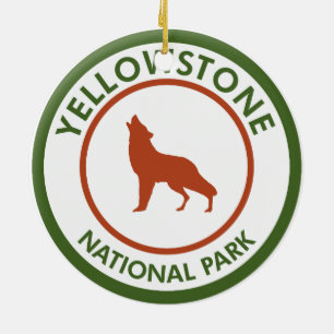 Yellowstone National Park Wolf Ceramic Ornament