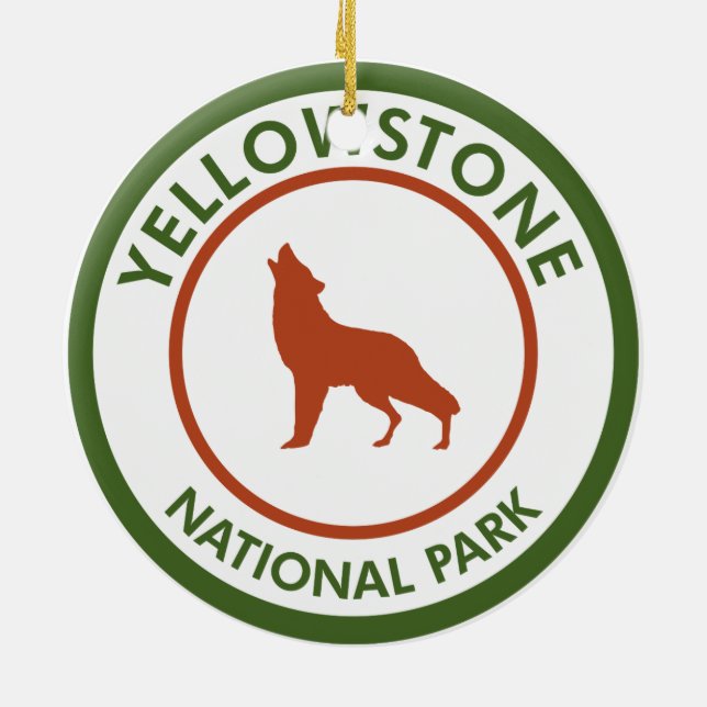 Yellowstone National Park Wolf Ceramic Ornament (Back)