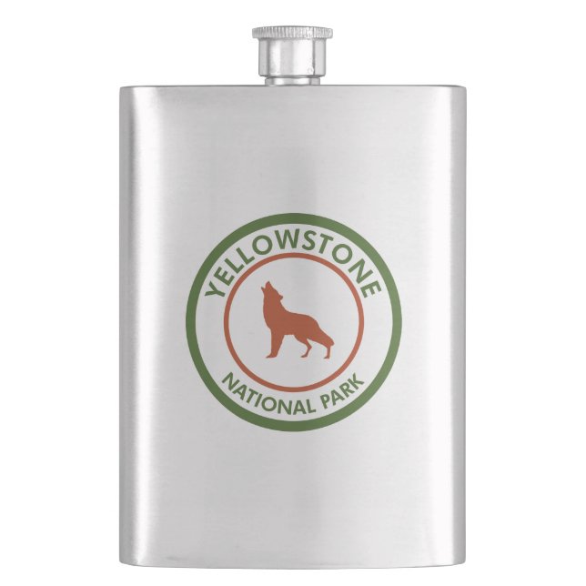Yellowstone National Park Wolf Hip Flask (Front)