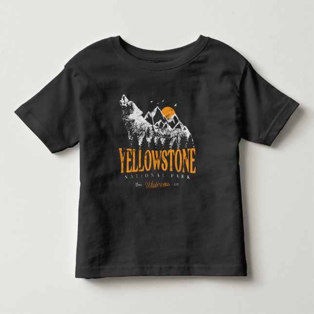 Yellowstone National Park Wolf Mountains Vintage  Toddler T-Shirt (Front)