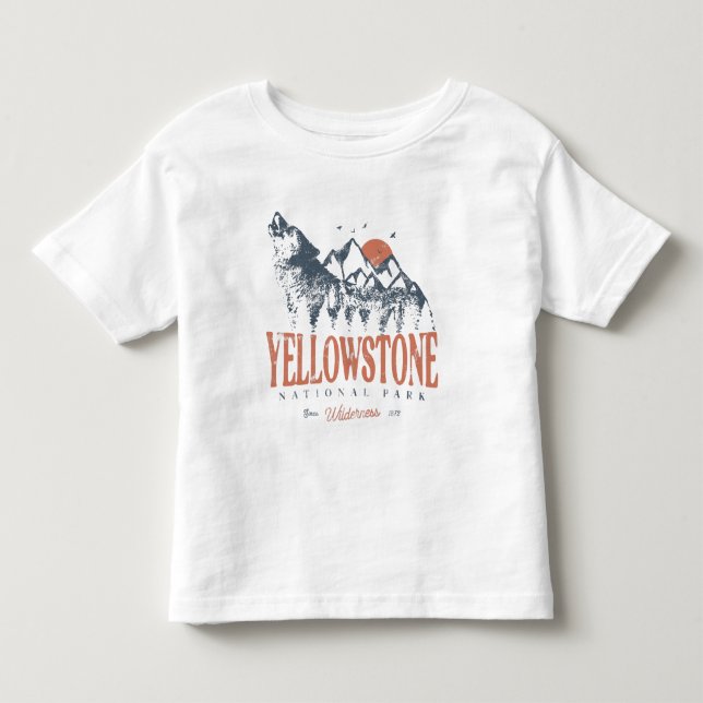 Yellowstone National Park Wolf Mountains Vintage  Toddler T-Shirt (Front)