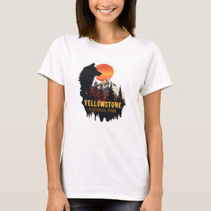 Yellowstone National Park, Wolf Orange Sunset Art T-Shirt