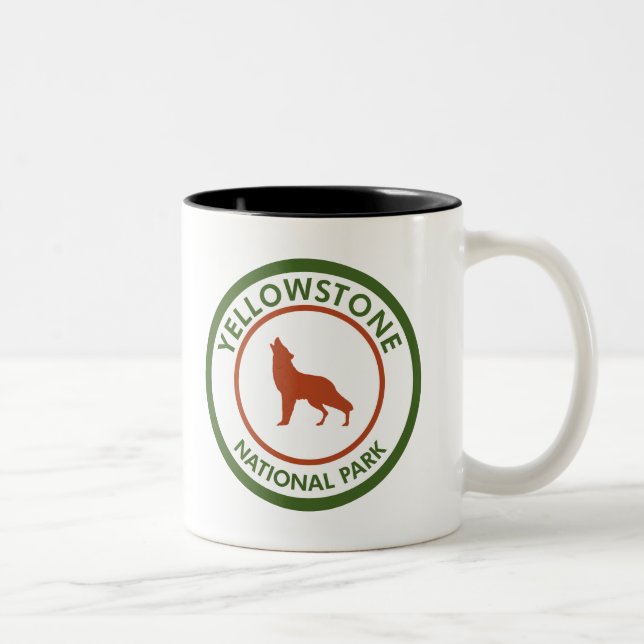 Yellowstone National Park Wolf Two-Tone Coffee Mug (Right)