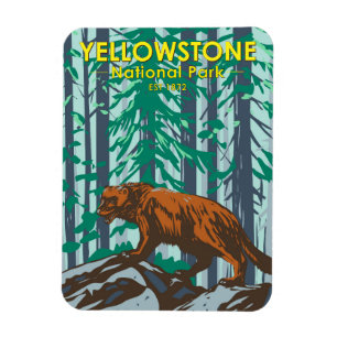 Yellowstone National Park Wolverine Vintage Magnet