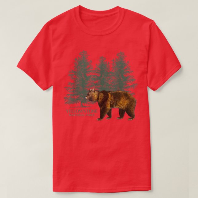 Yellowstone National Park Wyoming Bear Trees Souve T-Shirt (Design Front)