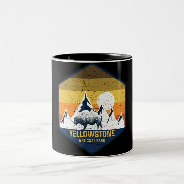 Yellowstone National Park Wyoming Camping And Two-Tone Coffee Mug (Center)