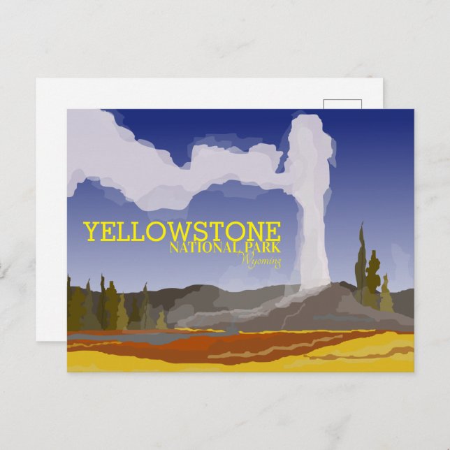 Yellowstone National Park, Wyoming Geyser Postcard (Front/Back)