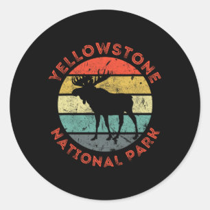 Yellowstone National Park Wyoming Moose Hiking Vin Classic Round Sticker