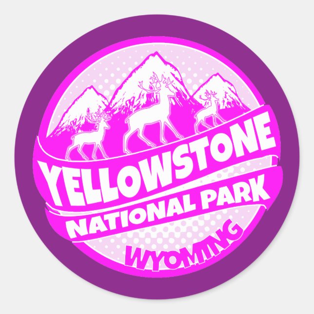 Yellowstone National Park Wyoming pink sticker (Front)