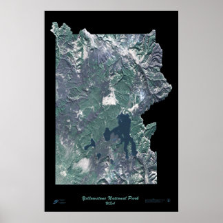 Yellowstone National Park Wyoming satellite poster