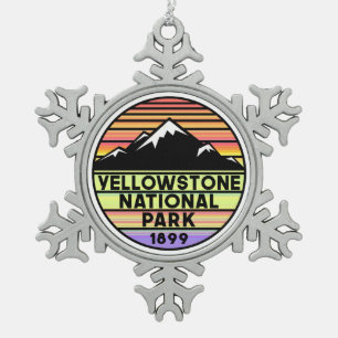 Yellowstone National Park Wyoming Snowflake Pewter Christmas Ornament