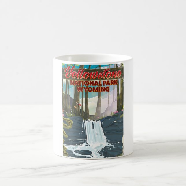 Yellowstone National Park, Wyoming travel poster Magic Mug (Center)