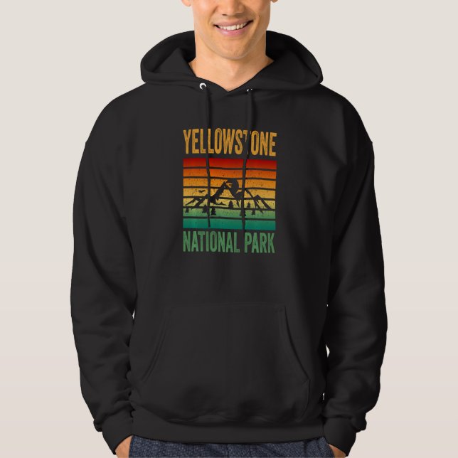 Yellowstone National Park Wyoming Vintage Sunset S Hoodie (Front)