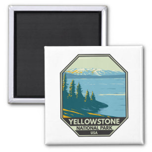 Yellowstone National Park Yellowstone Lake Vintage Magnet