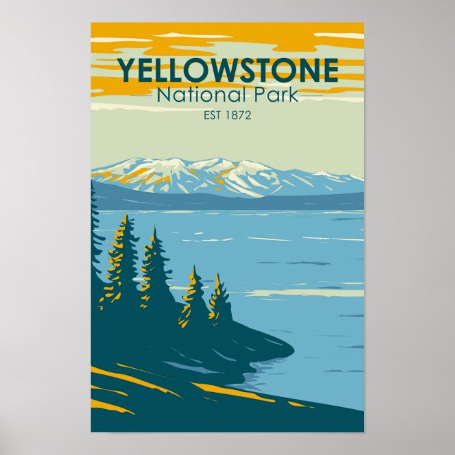 Yellowstone National Park Yellowstone Lake Vintage Poster (Front)