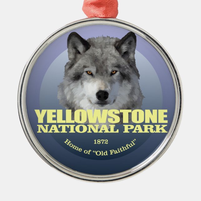 Yellowstone NP (Grey Wolf)2 WT Metal Ornament (Front)