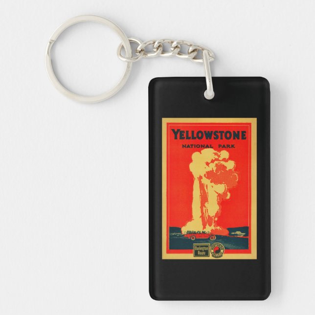 Yellowstone, Old Faithful Advertising Poster Key Ring (Front)