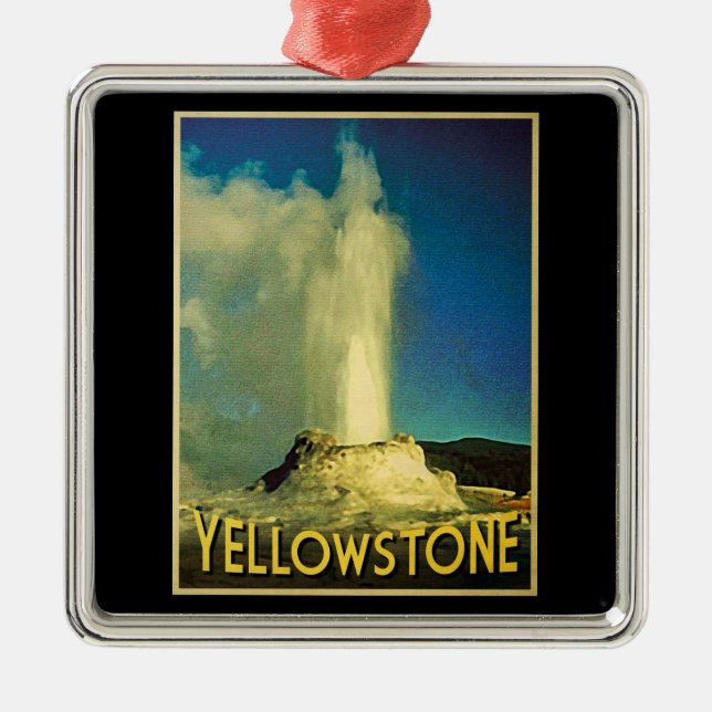 Yellowstone Old Faithful Metal Tree Decoration (Front)