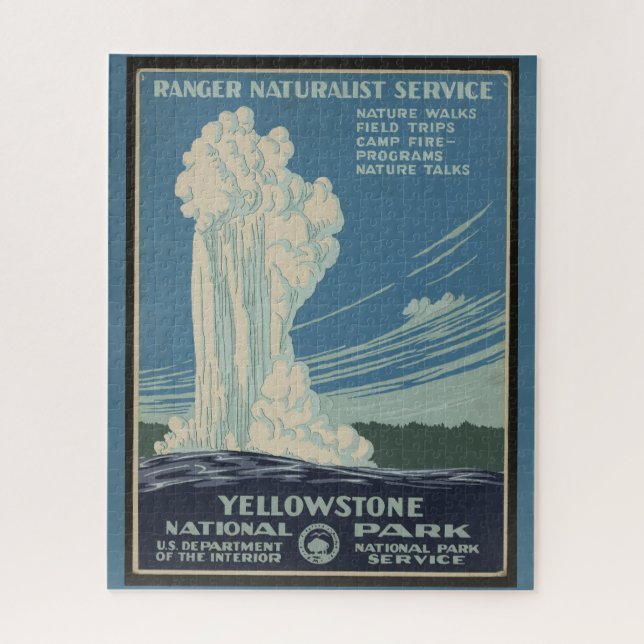 Yellowstone Old Faithful Park Vintage Poster Jigsaw Puzzle (Vertical)