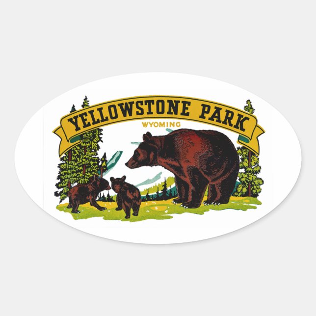 Yellowstone Park Oval Sticker (Front)