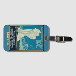  Yellowstone Park personalised travel poster teal  Luggage Tag