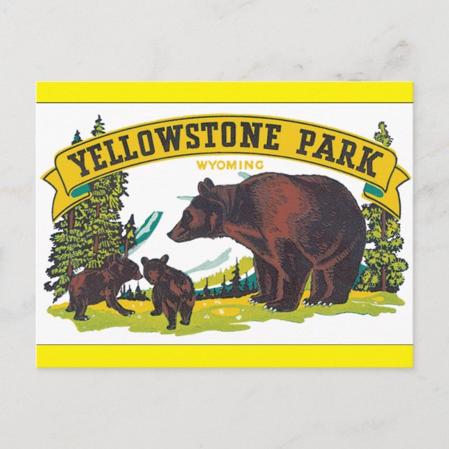 Yellowstone Park_Vintage Travel Poster Artwork Postcard (Front)