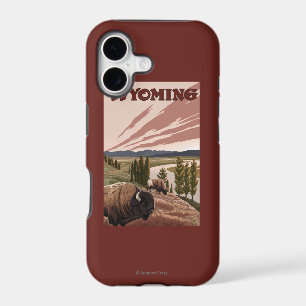 Yellowstone River Bison Vintage Travel Poster