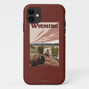 Yellowstone River Bison Vintage Travel Poster iPhone 11 Case
